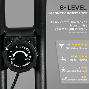 Foldable Exercise Bike with 8-Level Magnetic Resistance, LCD Display, Black