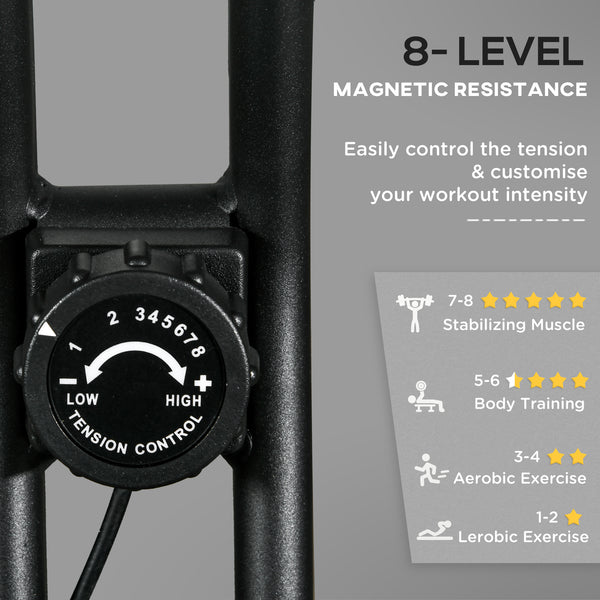 Foldable Exercise Bike with 8-Level Magnetic Resistance, LCD Display, Black