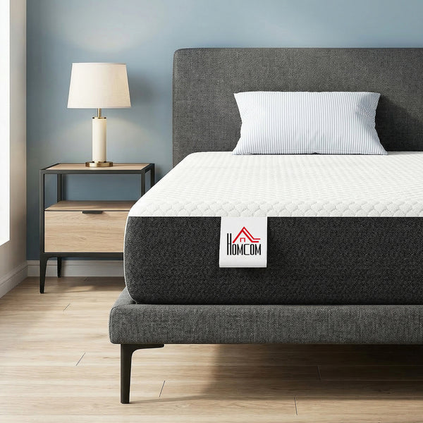 8-inch Twin Cooling Memory Foam Mattress, Medium-Firm Comfort and Lumbar Support – White and Gray