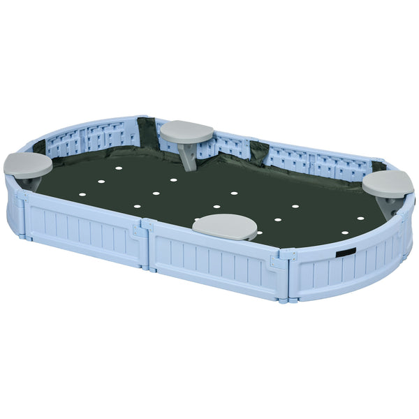 Sandbox with lid and seat, light blue