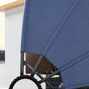 4-Piece Outdoor Chaise Lounge with Retractable Canopy, Dark Blue