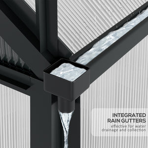 Garden greenhouse with sliding door, grey