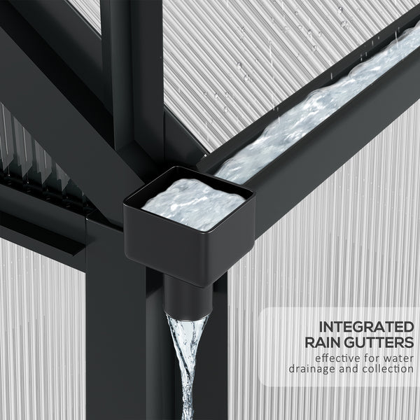 Garden greenhouse with sliding door, grey