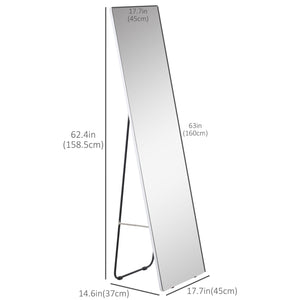 Standing, wall-mounted or table-mounted mirror with support frame, silver