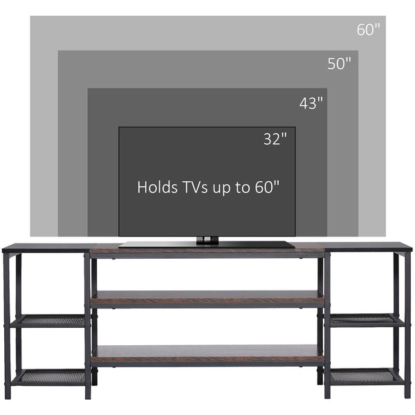 Industrial TV Stand for TVs up to 60 inches with Steel Frame, Rustic Brown