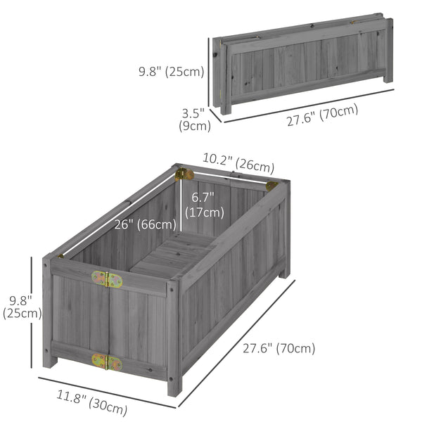 Folding raised wooden planter for garden and terrace