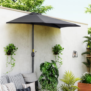 9-foot half-round parasol, grey 