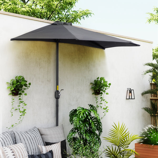 9-foot half-round parasol, grey 