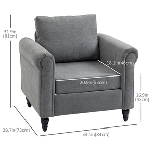 Upholstered occasional chair with armrests and rubberwood legs, light grey