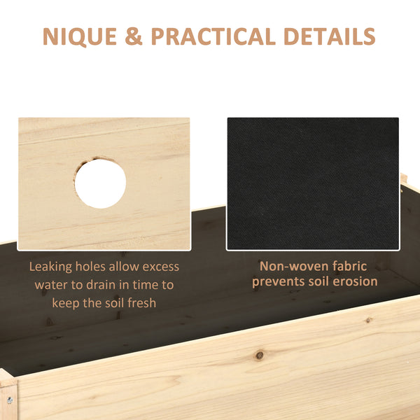 Raised wooden planter with non-woven lining