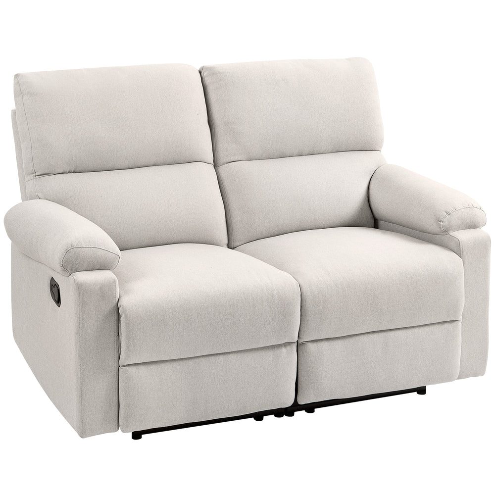 2-seater recliner chair with footrest and split back, cream white