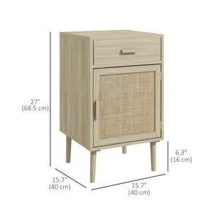 Set of 2 bohemian bedside tables with oak drawer