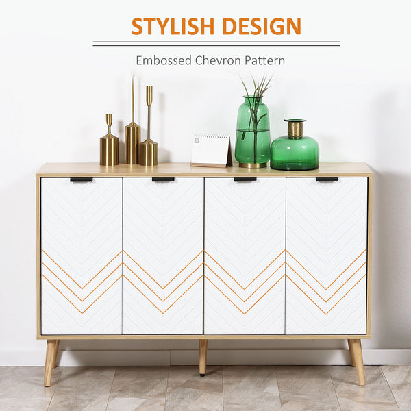 Modern sideboard with adjustable shelves and 4 doors, natural