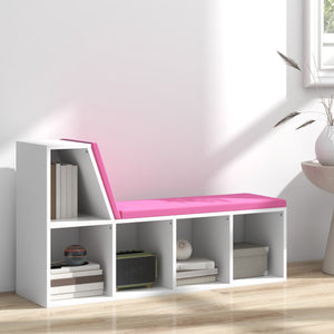 Bookcase with 5 compartments and padded reading corner, pink