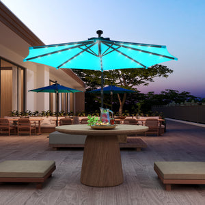 10-foot cantilever parasol with solar light and adjustable angle, turquoise
