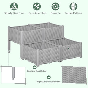 4-piece raised garden bed in PP, grey