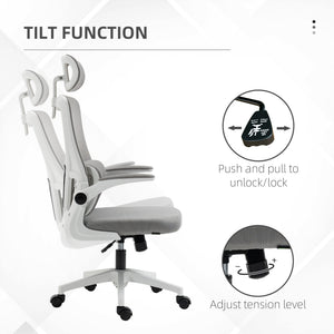 Ergonomic Office Chair with Auto-Adaptive Lumbar Support, High Back Desk Chair with Adjustable Headrest &amp; Height, Rotatable Arm, Rocking Function for Office, Gray