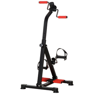 Pedal exerciser with LCD screen and massage roller for people with reduced mobility