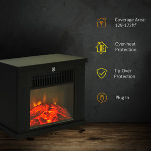 14" 1000W Black Mini Electric Fireplace