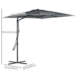 8-foot cantilever parasol with cross base, dark grey