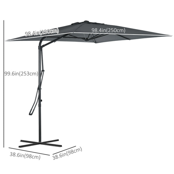 8-foot cantilever parasol with cross base, dark grey