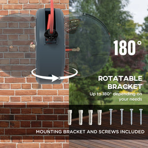 15m Wall Mounted Automatic Garden Hose Reel with 8 Jet Nozzle