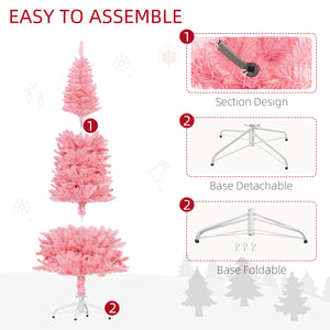 6ft Tall Artificial Christmas Tree with 479 Branches and Pink Steel Base