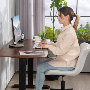 Office chair without armrests, cream white