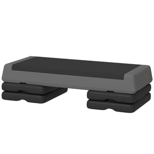 Adjustable exercise platform, 3 levels with risers (10, 15 and 20 cm), gray