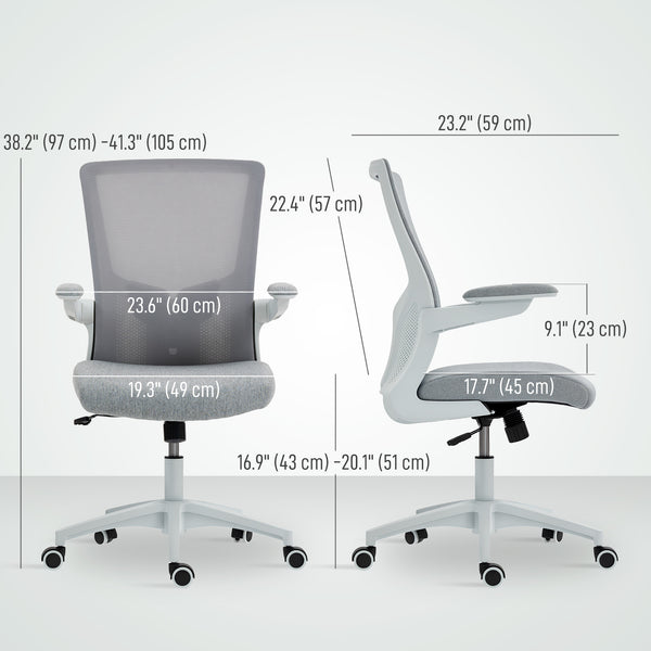 Ergonomic office chair with lumbar support, grey