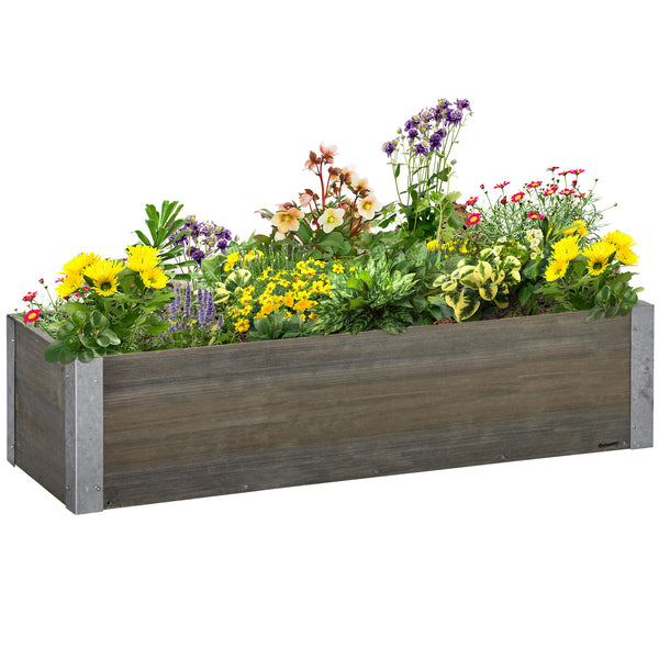 Raised wooden planter, light grey