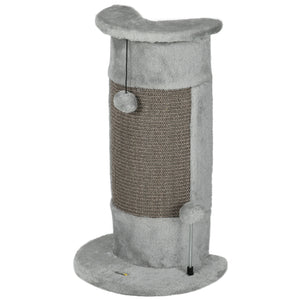 58cm scratching post with covered plush and play balls, grey