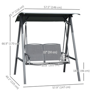 2-seater swing with adjustable canopy, grey