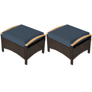 2-piece wicker garden set with removable cushion, blue