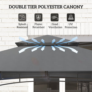 Two-tier barbecue gazebo with LED lighting, dark grey
