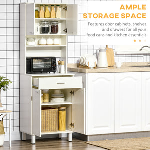 Pantry with microwave storage, white