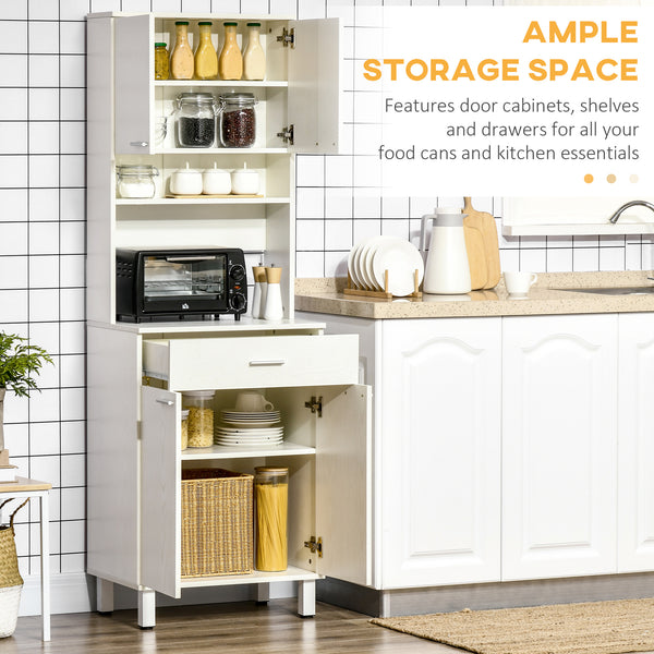 Pantry with microwave storage, white