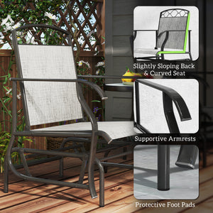 Set of 2 Outdoor Patio Chairs with Thick Breathable Mesh Seat, High Back, Steel Frame, Grey