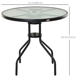 Round bistro table with tempered glass top