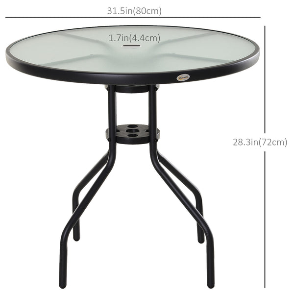 Round bistro table with tempered glass top
