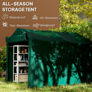 UV-resistant garden shed with roll-up zip door, dark green