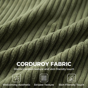 3-seater sofa with wide corduroy seat and deep seat, spring cushions, green