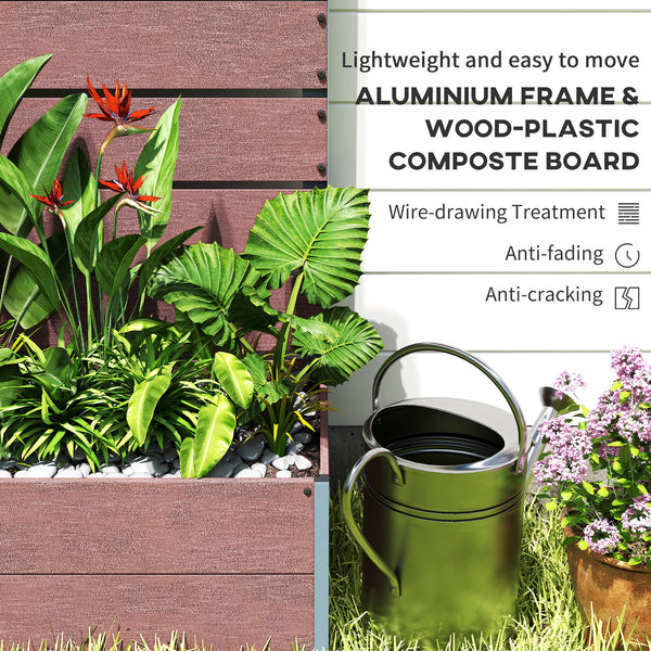 Raised planter with trellis for climbing plants, light brown 