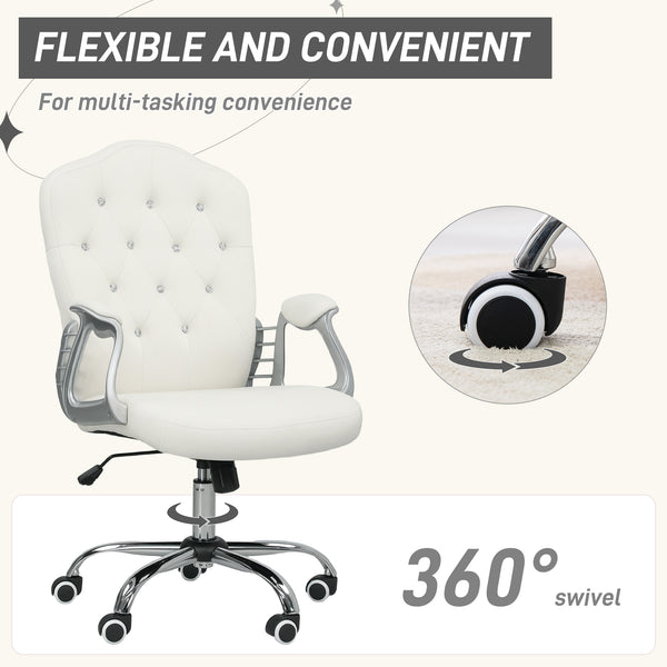 Velvet office chair with swivel casters, adjustable height, recline function, off-white