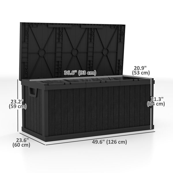 Outdoor Resin Storage Box with Handles, Waterproof for Garden Tools, Black