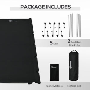 Lightweight aluminum camp bed with sturdy stand and carrying bag, black
