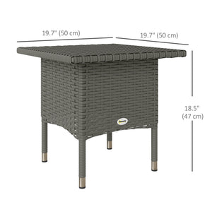 Wicker outdoor side table with fully woven top, grey