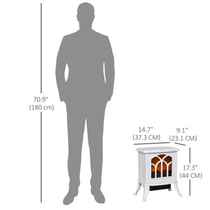 Freestanding Electric Fireplace with Realistic Flame 750W/1500W, White