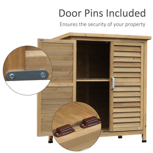Wooden garden shed with 2 doors, natural