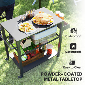 3-tier garden trolley with storage rack